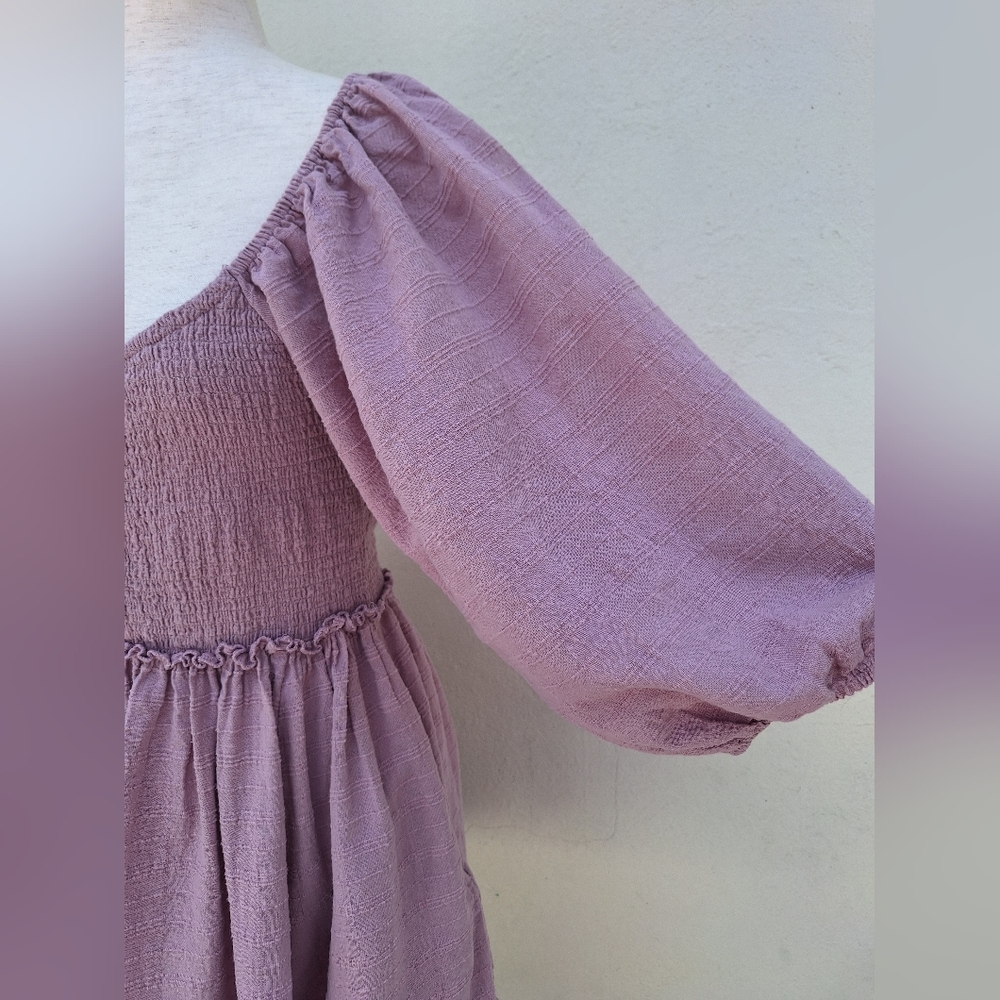 Free People Lavender Puff Sleeve Smocked Mini Dress - Picture 5 of 11